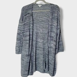 J. Jill Pure Jill Grey Light Knit Open Front Cardigan Sweater Size XL